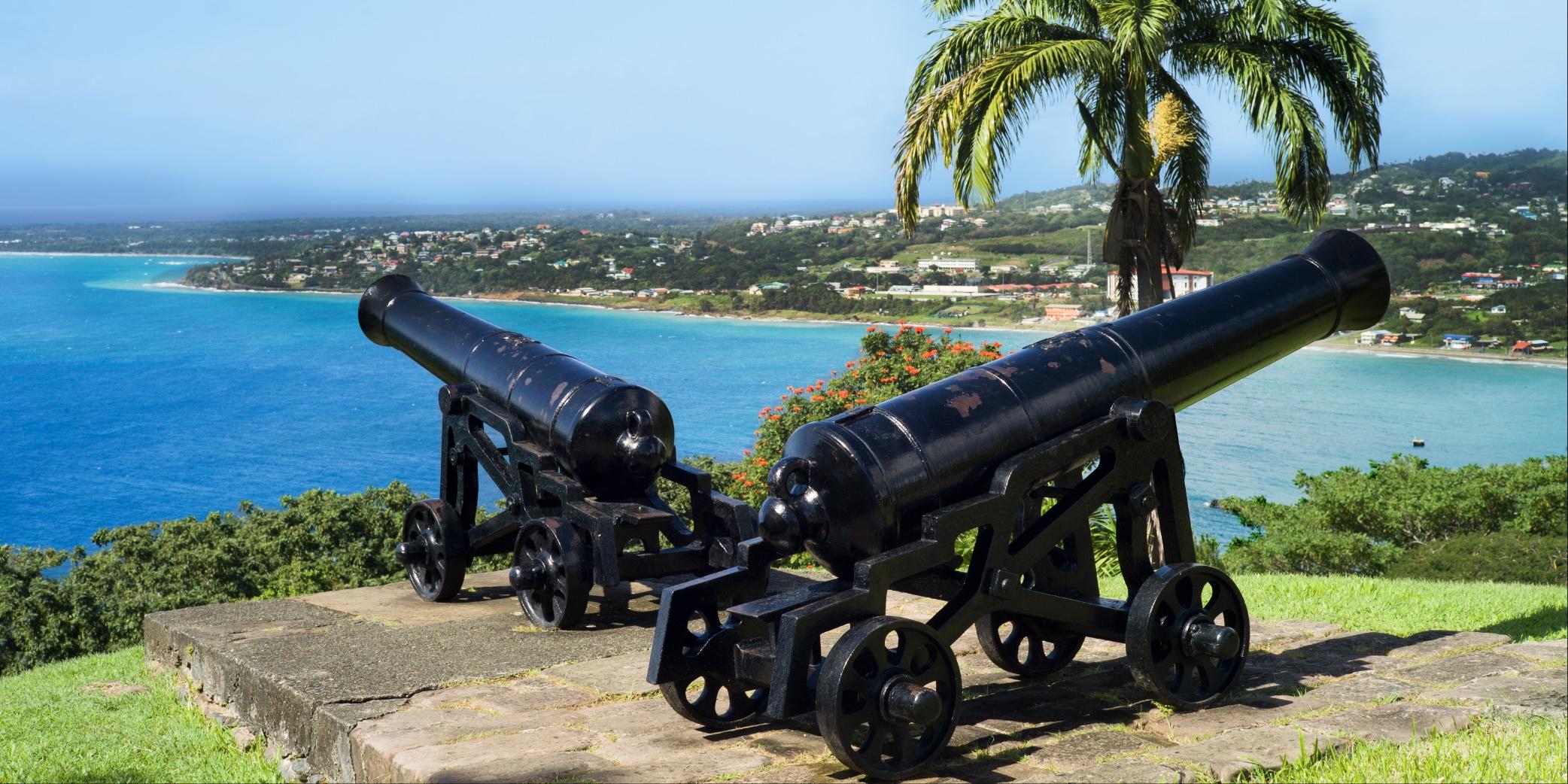Two canons at Fort King George, overlooking Scarborough