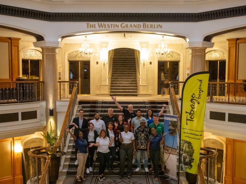 Representatives of both the Tobago Tourism Agency and the Barbados Tourism Marketing Inc. pose at The Westin Grand Berlin. 